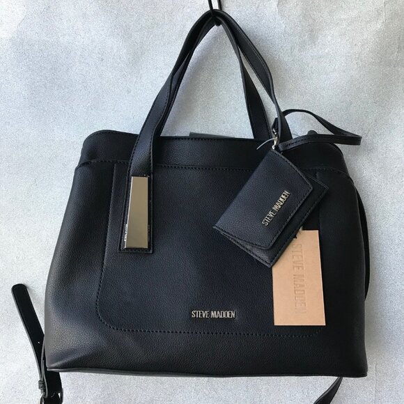 Steve Madden Handbags - STEVE MADDEN BGRAMER Black SATCHEL/Crossbody 3 compartments inside w Card Case